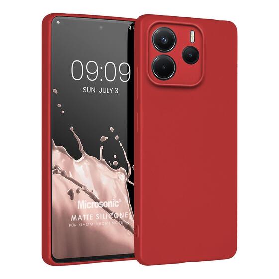 Microsonic Matte Silicone Xiaomi Redmi Note 14 5G Kılıf Kırmızı