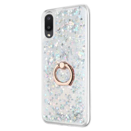 Microsonic Samsung Galaxy A02 Kılıf Glitter Liquid Holder Gümüş