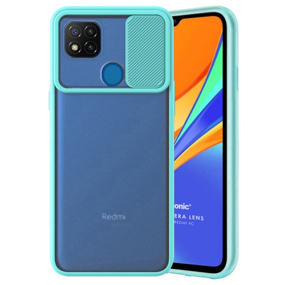 Microsonic Xiaomi Redmi 9C Kılıf Slide Camera Lens Protection Turkuaz