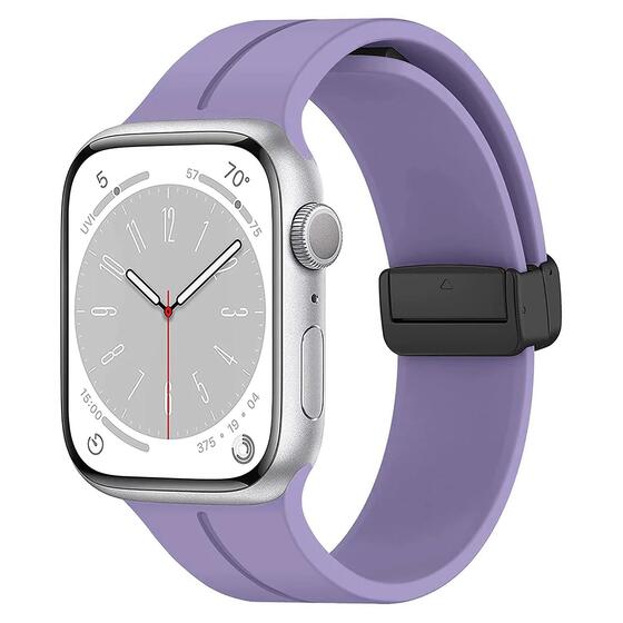 Microsonic Apple Watch Series 8 45mm Kordon Ribbon Line Lila