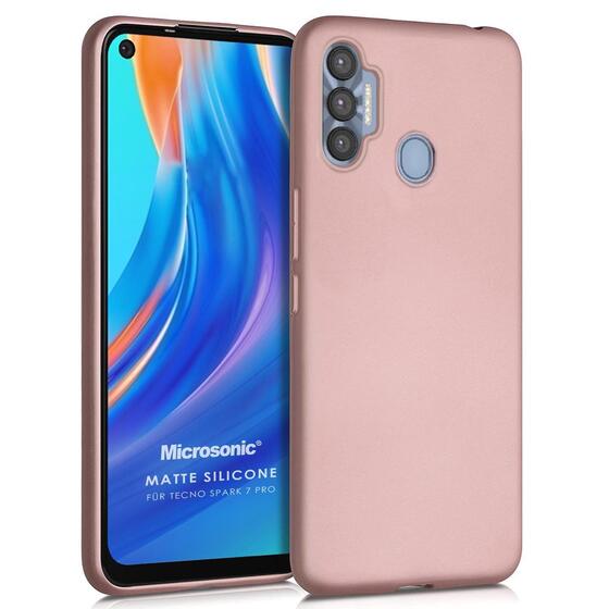 Microsonic Matte Silicone Tecno Spark 7 Pro Kılıf Rose Gold