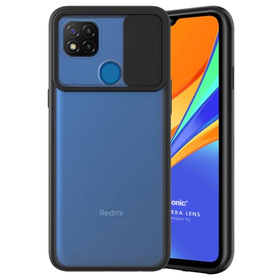 Microsonic Xiaomi Redmi 9C Kılıf Slide Camera Lens Protection Siyah