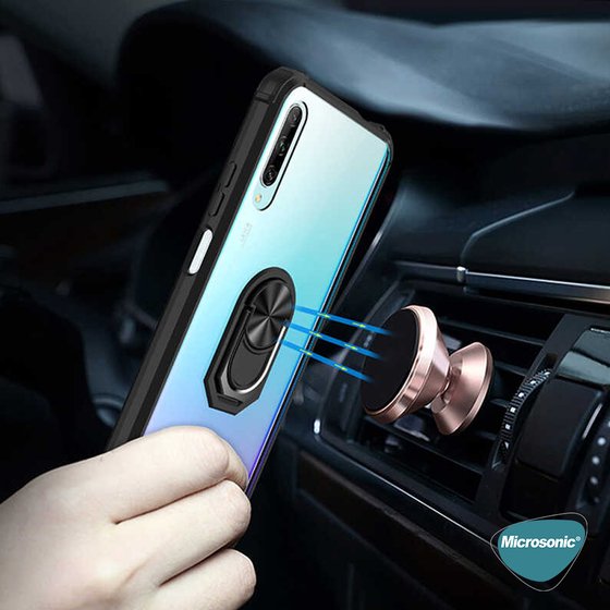 Microsonic Huawei Y9S Kılıf Grande Clear Ring Holder Lacivert