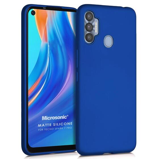 Microsonic Matte Silicone Tecno Spark 7 Pro Kılıf Mavi