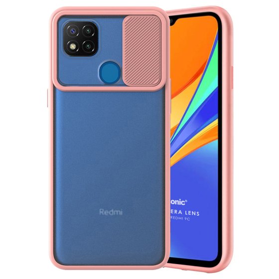 Microsonic Xiaomi Redmi 9C Kılıf Slide Camera Lens Protection Rose Gold