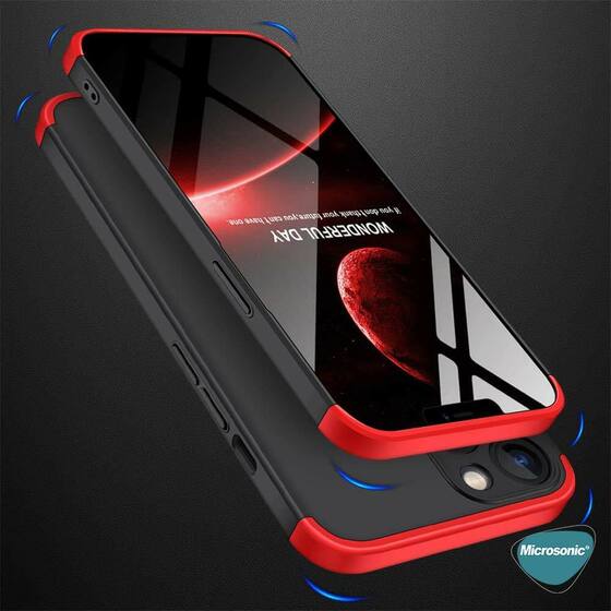 Microsonic Apple iPhone 13 Mini Kılıf Double Dip 360 Protective Kırmızı
