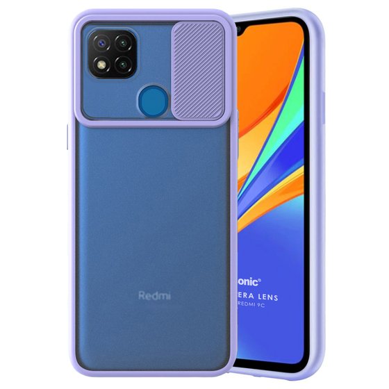 Microsonic Xiaomi Redmi 9C Kılıf Slide Camera Lens Protection Lila