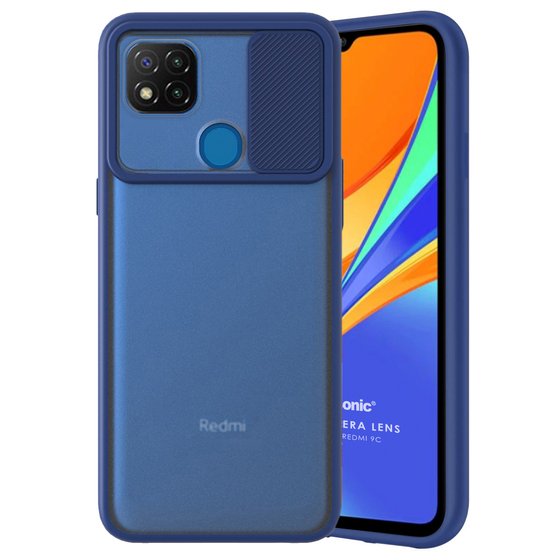 Microsonic Xiaomi Redmi 9C Kılıf Slide Camera Lens Protection Lacivert