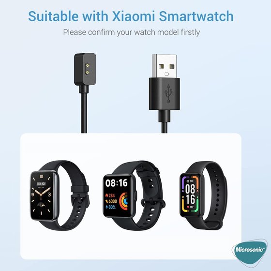 Microsonic Xiaomi Redmi Watch 5 Active Manyetik USB Şarj Kablosu Siyah