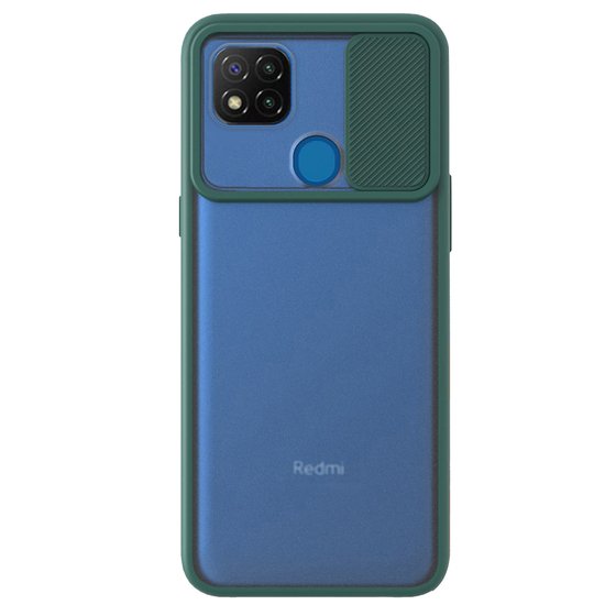 Microsonic Xiaomi Redmi 9C Kılıf Slide Camera Lens Protection Koyu Yeşil