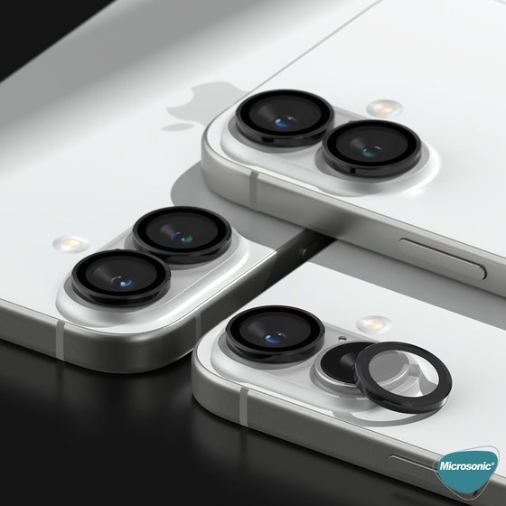 Microsonic Apple iPhone 16 Tekli Kamera Lens Koruma Camı Siyah