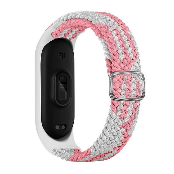 Microsonic Xiaomi Mi Band 6 Kordon Braided Solo Loop Band Pembe Beyaz