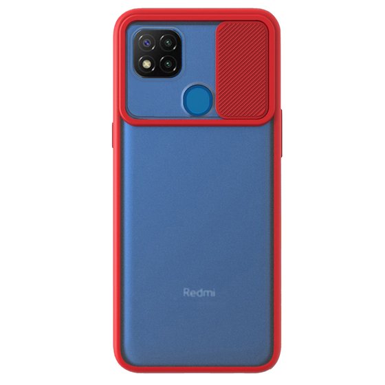 Microsonic Xiaomi Redmi 9C Kılıf Slide Camera Lens Protection Kırmızı