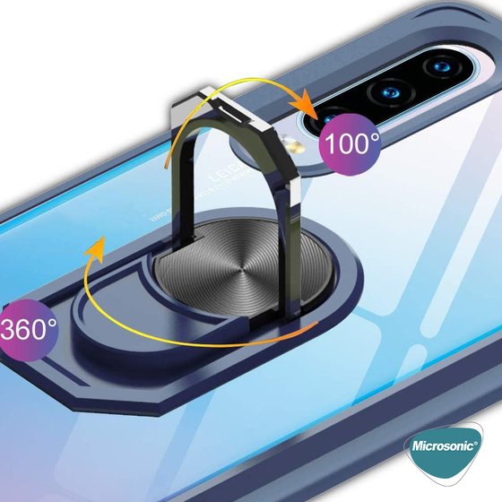 Microsonic Huawei Honor 10 Lite Kılıf Grande Clear Ring Holder Kırmızı