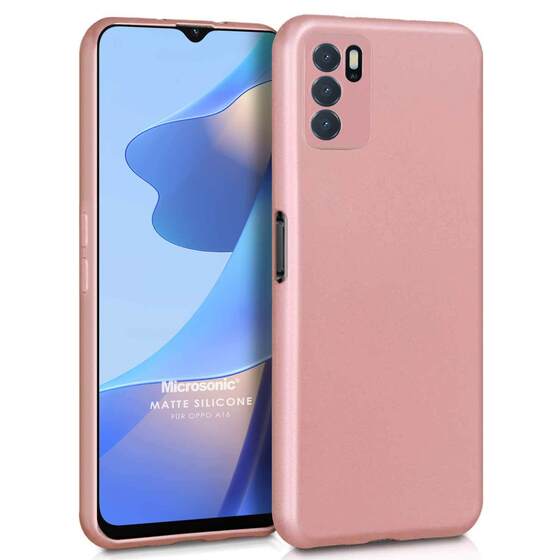 Microsonic Matte Silicone Oppo A16 Kılıf Rose Gold