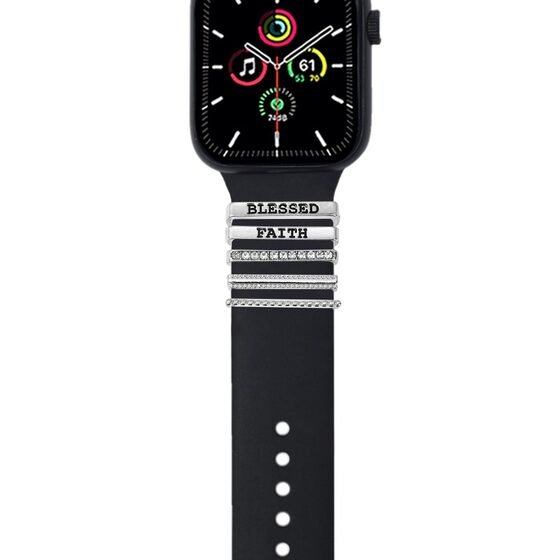 Microsonic Apple Watch 8 45mm Kordon Aksesuarı Blessed Faith Charm Gümüş