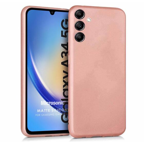 Microsonic Matte Silicone Samsung Galaxy A34 Kılıf Rose Gold