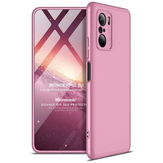 Microsonic Xiaomi Redmi K40 Pro Kılıf Double Dip 360 Protective Rose Gold