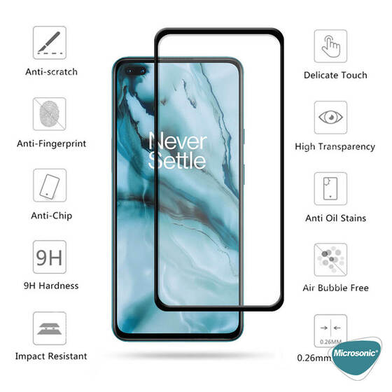 Microsonic OnePlus Nord N100 Tam Kaplayan Temperli Cam Ekran Koruyucu Siyah
