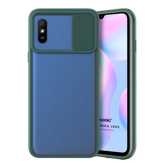 Microsonic Xiaomi Redmi 9A Kılıf Slide Camera Lens Protection Koyu Yeşil