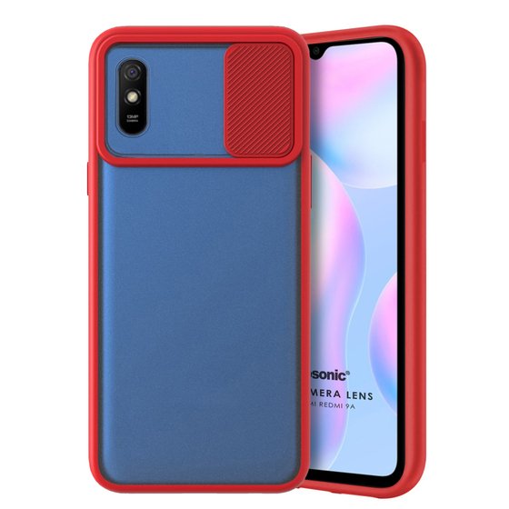 Microsonic Xiaomi Redmi 9A Kılıf Slide Camera Lens Protection Kırmızı