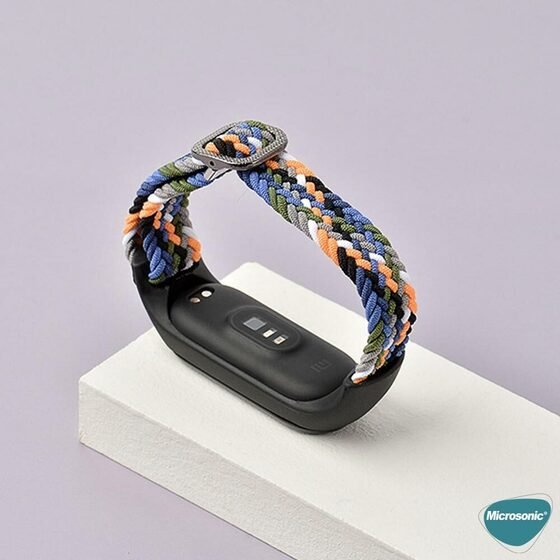 Microsonic Xiaomi Mi Band 6 Kordon Braided Solo Loop Band Mavi Beyaz