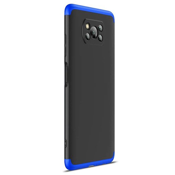 Microsonic Xiaomi Poco X3 NFC Kılıf Double Dip 360 Protective Siyah Mavi