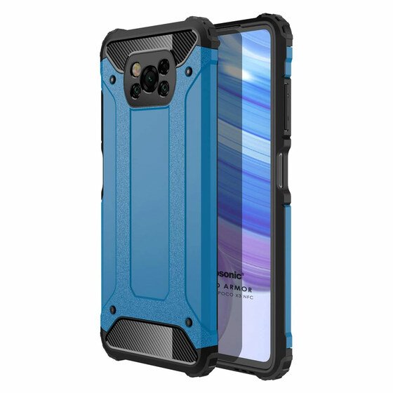 Microsonic Xiaomi Poco X3 NFC Kılıf Rugged Armor Mavi