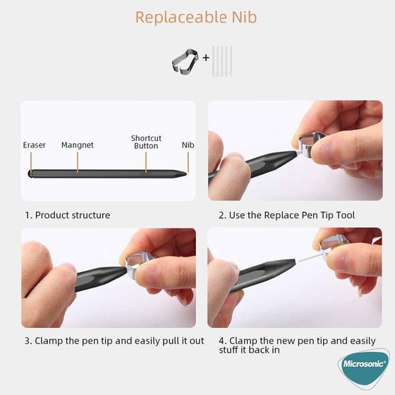 Microsonic Samsung Galaxy Note 20 Ultra Pencil Uçları 5`li Paket Beyaz
