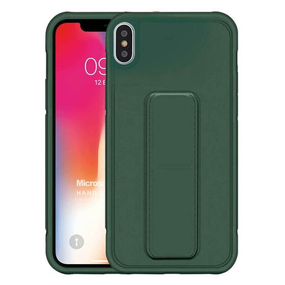 Microsonic Apple iPhone XS Kılıf Hand Strap Koyu Yeşil