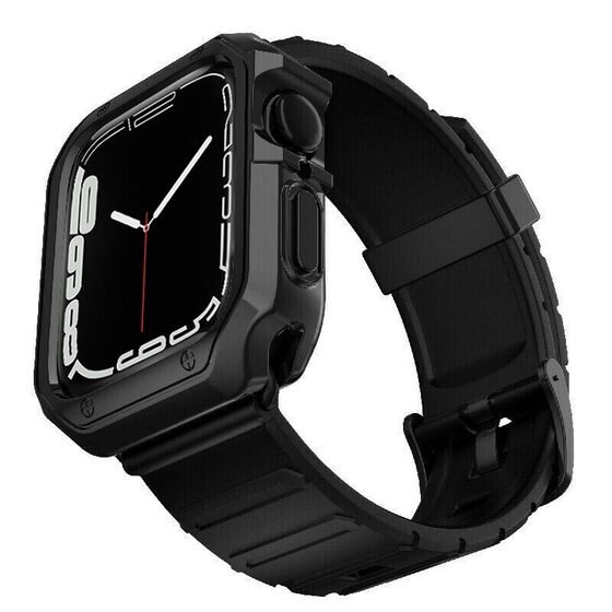 Microsonic Apple Watch 8 45mm Kordon Fullbody Quadra Resist Siyah