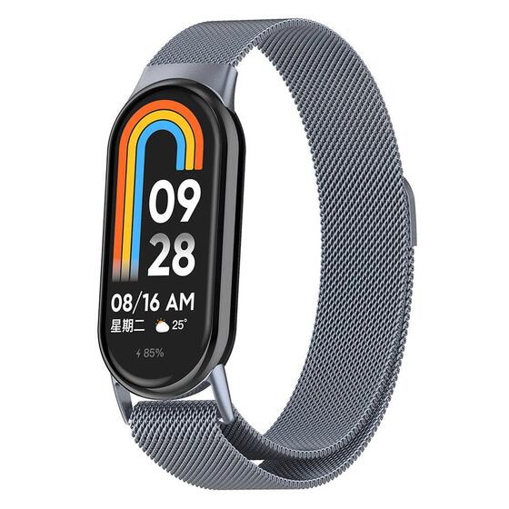 Microsonic Xiaomi Mi Band 8 Milanese Loop Kordon Koyu Gri