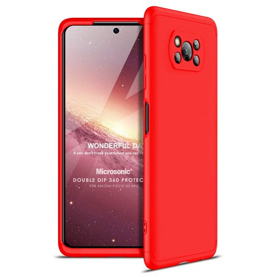 Microsonic Xiaomi Poco X3 NFC Kılıf Double Dip 360 Protective Kırmızı