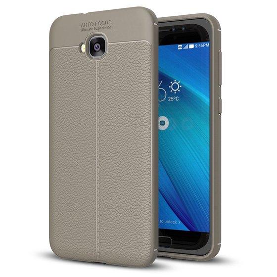 Microsonic Asus Zenfone 4 Selfie (5.5'') ZD553KL Kılıf Deri Dokulu Silikon Gri