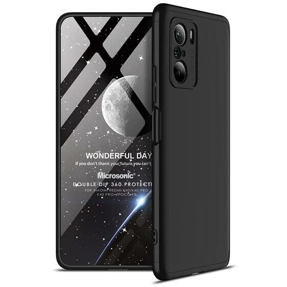 Microsonic Xiaomi Poco F3 Kılıf Double Dip 360 Protective Siyah