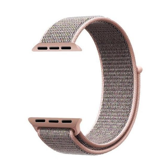 Microsonic Apple Watch Series 6 44mm Hasırlı Kordon Woven Sport Loop Rose Gold