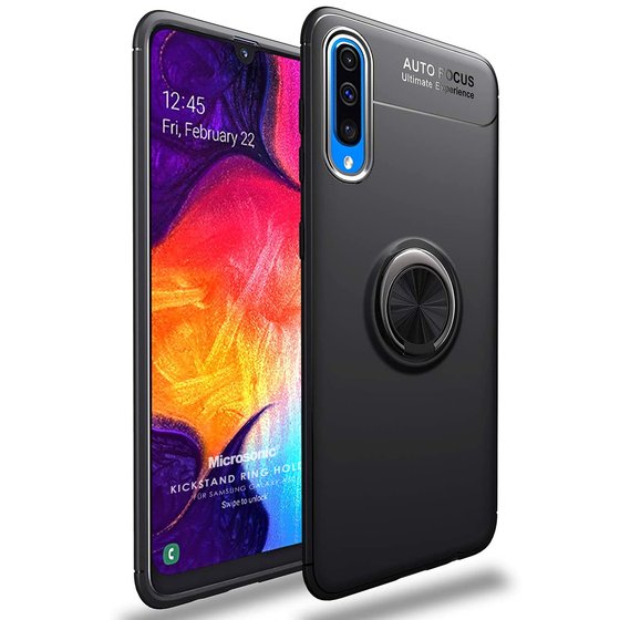 Microsonic Samsung Galaxy A30s Kılıf Kickstand Ring Holder Siyah