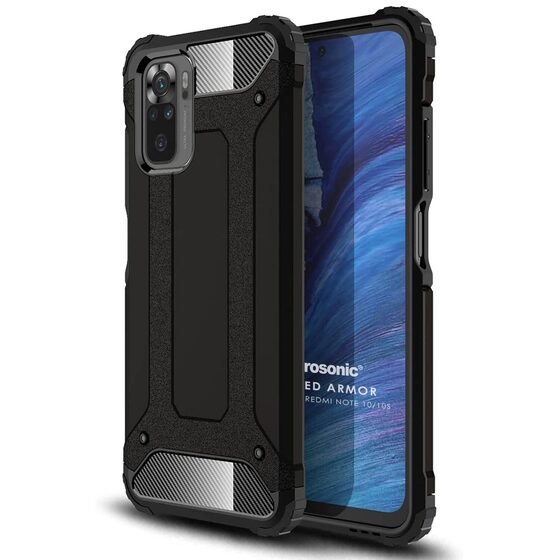 Microsonic Xiaomi Poco M5s Kılıf Rugged Armor Siyah