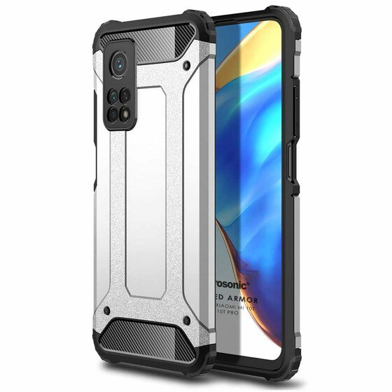 Microsonic Xiaomi Mi 10T Kılıf Rugged Armor Gümüş