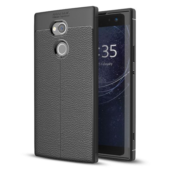 Microsonic Sony Xperia XA2 Ultra Kılıf Deri Dokulu Silikon Siyah