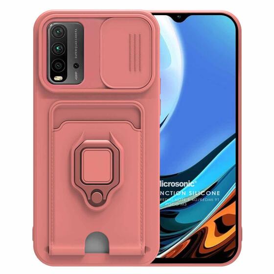 Microsonic Xiaomi Redmi Note 9 4G Kılıf Multifunction Silicone Pembe