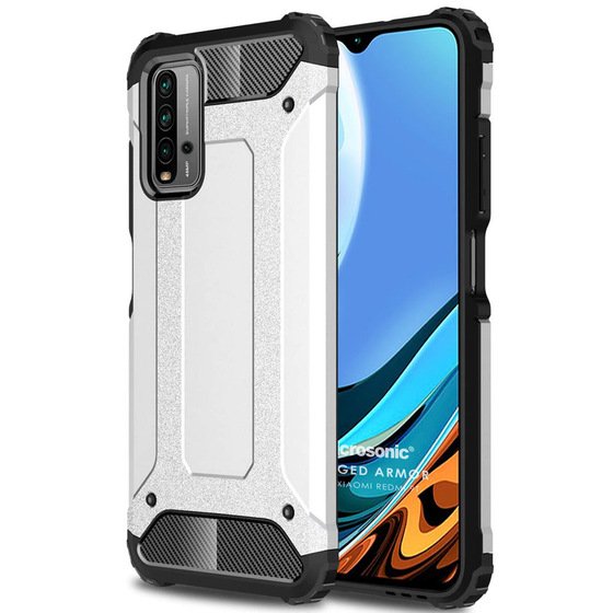 Microsonic Xiaomi Redmi 9T Kılıf Rugged Armor Gümüş