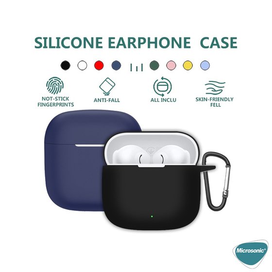 Microsonic Xiaomi Redmi Buds 3 Kılıf Askılı Mat Silikon Mavi