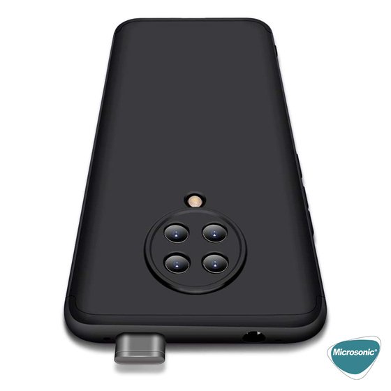 Microsonic Xiaomi Redmi K30 Pro Kılıf Double Dip 360 Protective Siyah Mavi