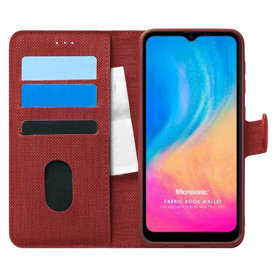 Microsonic Reeder P13 Blue Max Pro Lite Kılıf Fabric Book Wallet Kırmızı