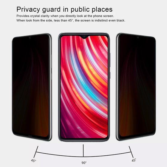 Microsonic Xiaomi Redmi Note 8 Privacy 5D Gizlilik Filtreli Cam Ekran Koruyucu Siyah