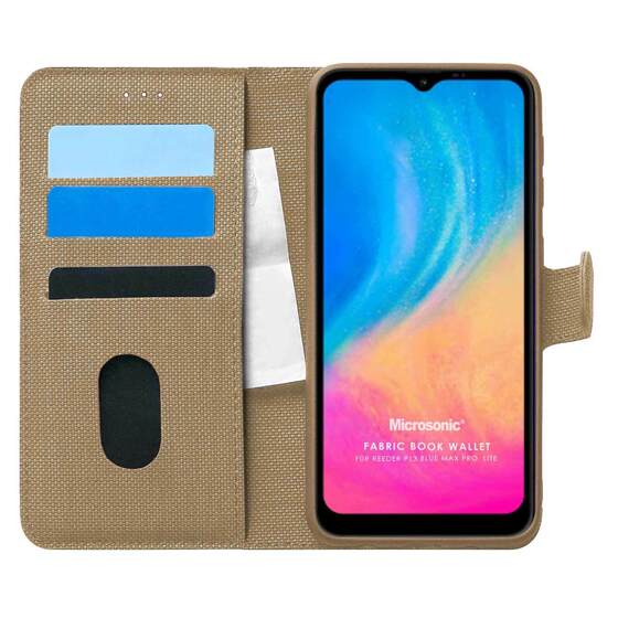 Microsonic Reeder P13 Blue Max Pro Lite Kılıf Fabric Book Wallet Gold