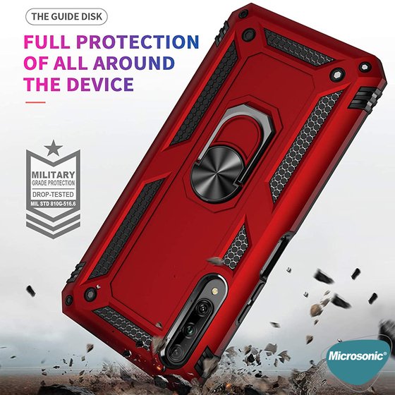 Microsonic Huawei Y9S Kılıf Military Ring Holder Lacivert