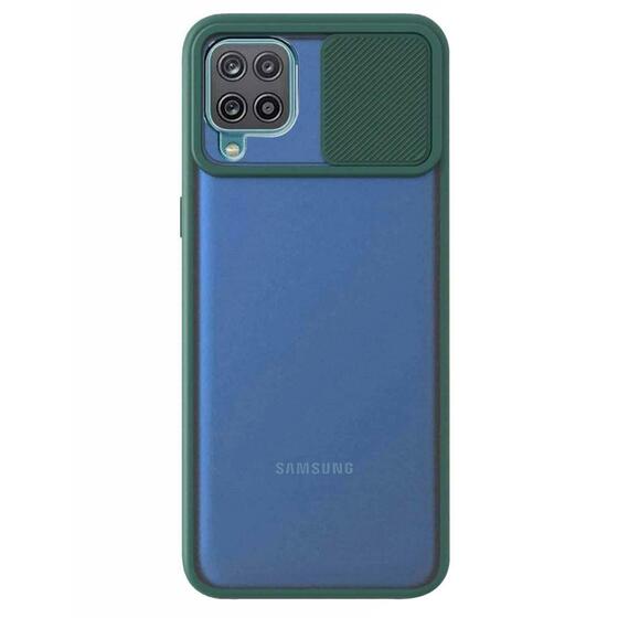 Microsonic Samsung Galaxy M22 Kılıf Slide Camera Lens Protection Koyu Yeşil