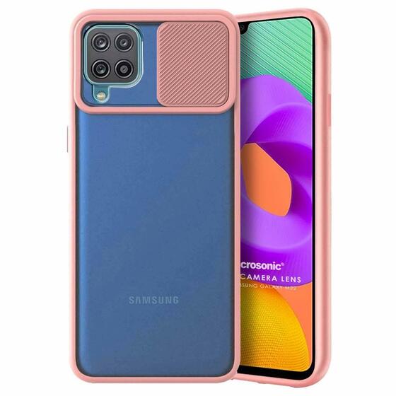 Microsonic Samsung Galaxy M22 Kılıf Slide Camera Lens Protection Rose Gold